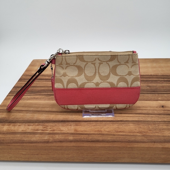 Coach Handbags - Coach Tan and Pink Wristlet